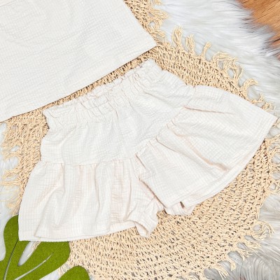 Conj. Blusa Alcinha e Short Saia - Off White